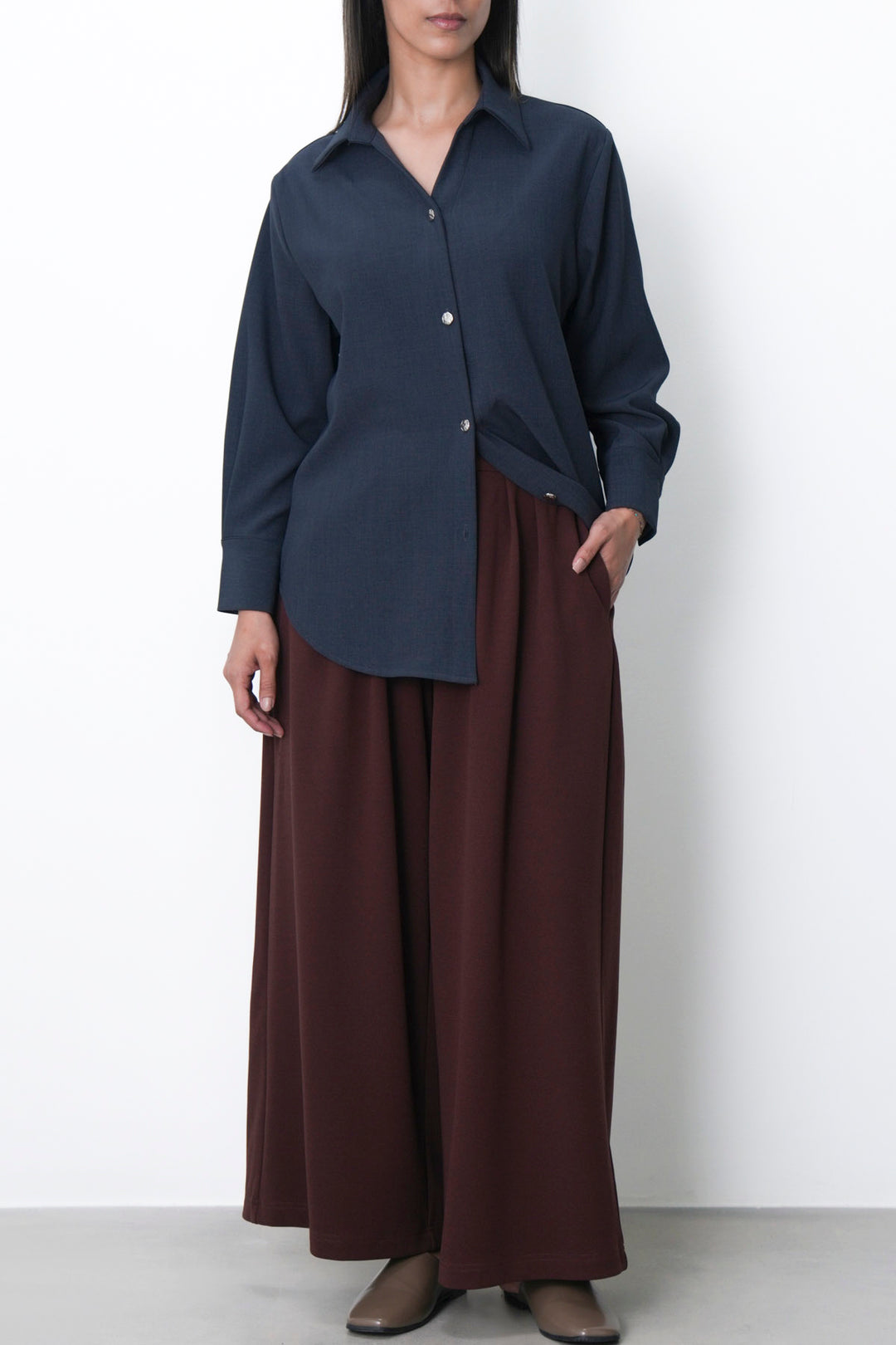 BROWN DEEP PLEAT PANTS
