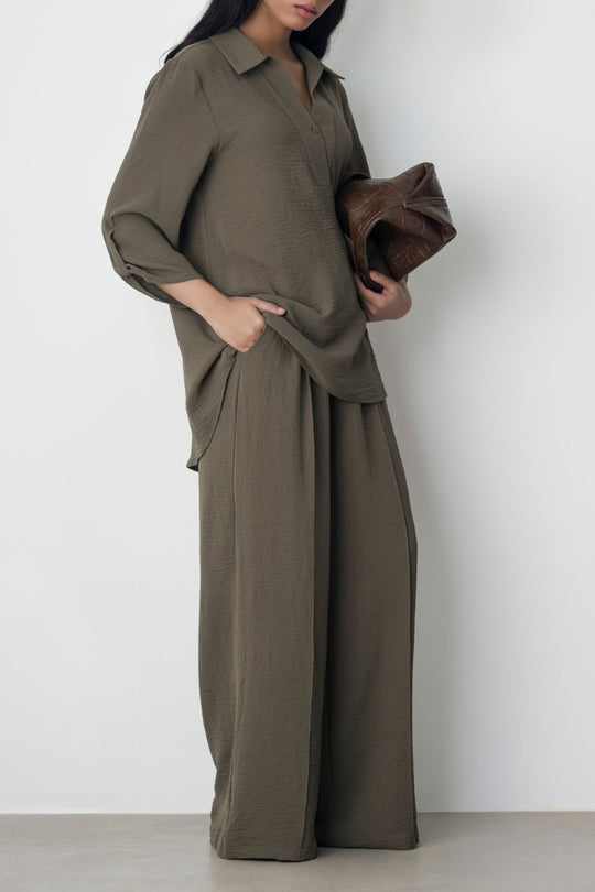 BROWN SLINKY SEAM TROUSER