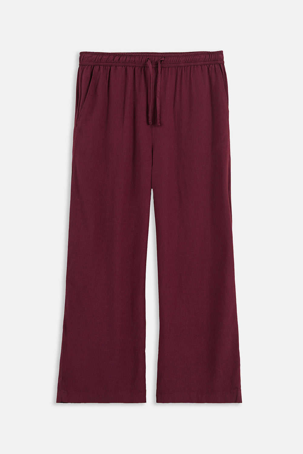 BURGUNDY-STRAIGHT WIDE PANTS