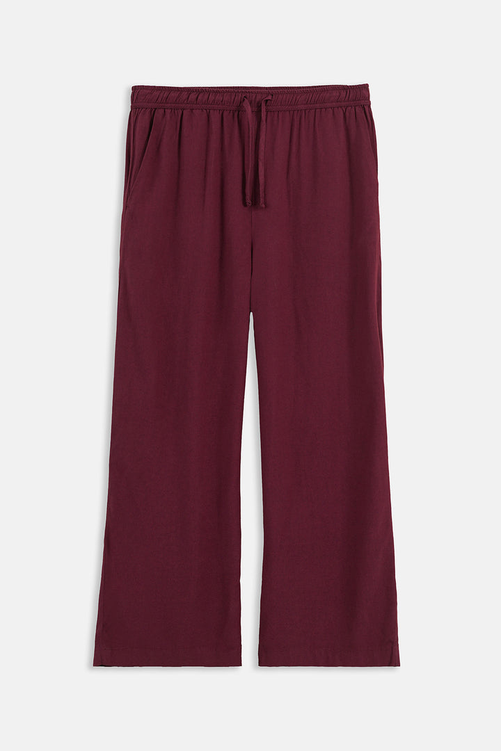 BURGUNDY STRAIGHT WIDE PANTS