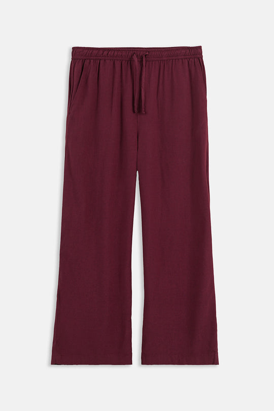 BURGUNDY STRAIGHT WIDE PANTS