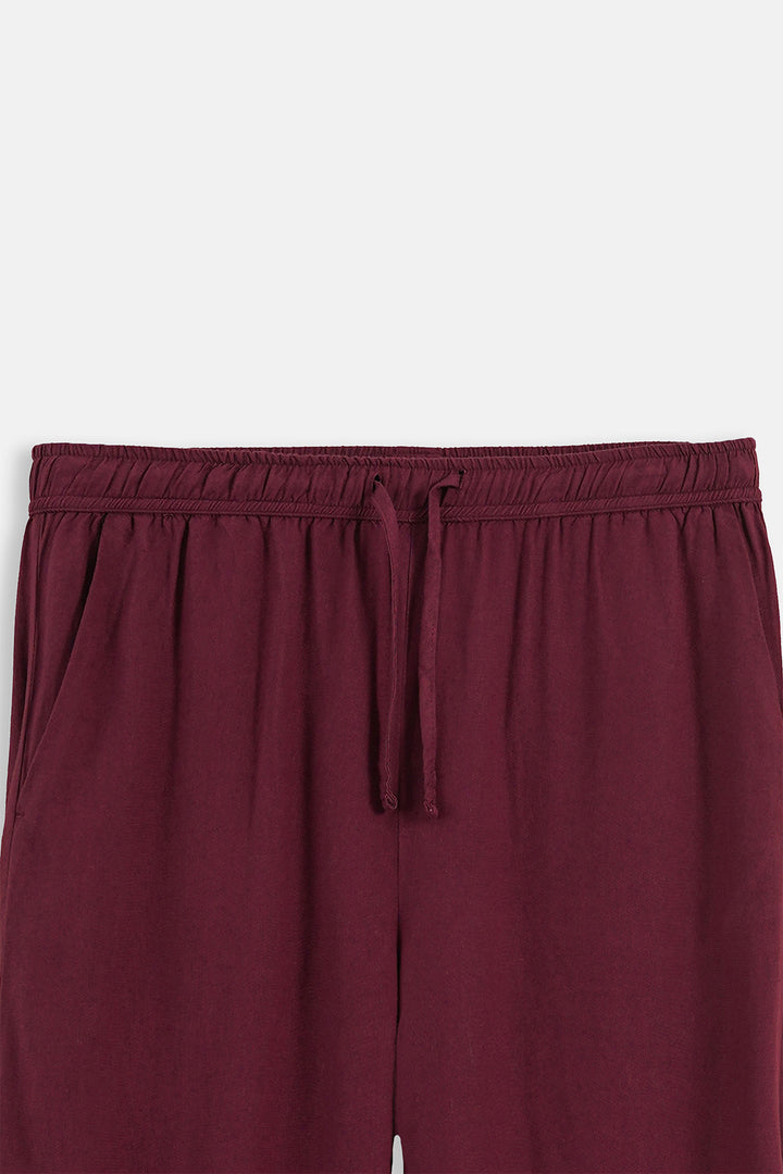 BURGUNDY STRAIGHT WIDE PANTS