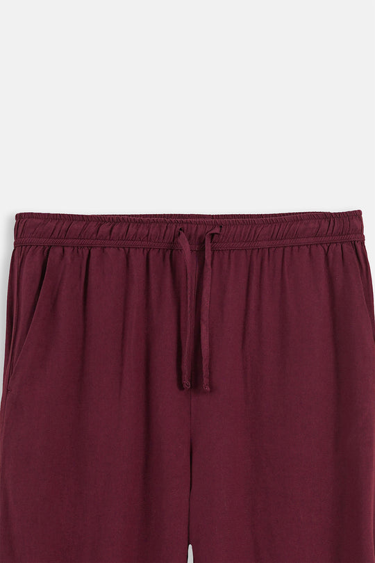 BURGUNDY STRAIGHT WIDE PANTS