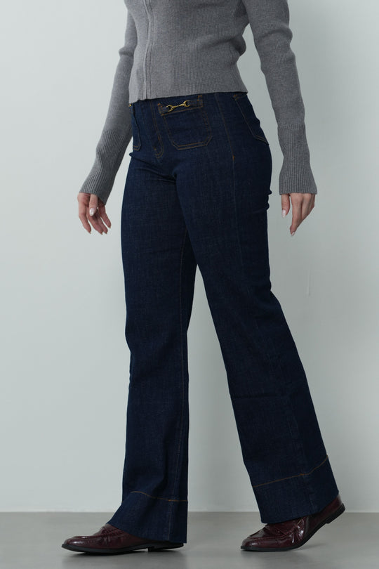 FLARE BUCKLED JEANS