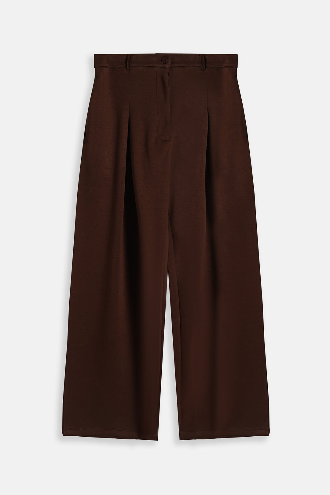 BROWN BOX PLEAT PANTS