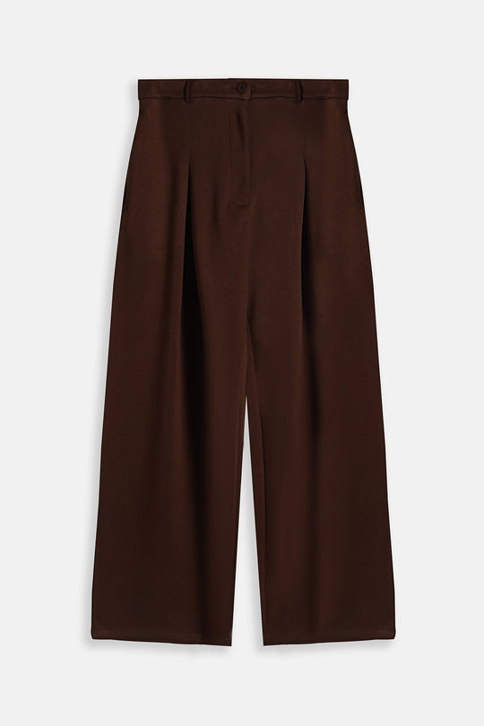BROWN BOX PLEAT PANTS
