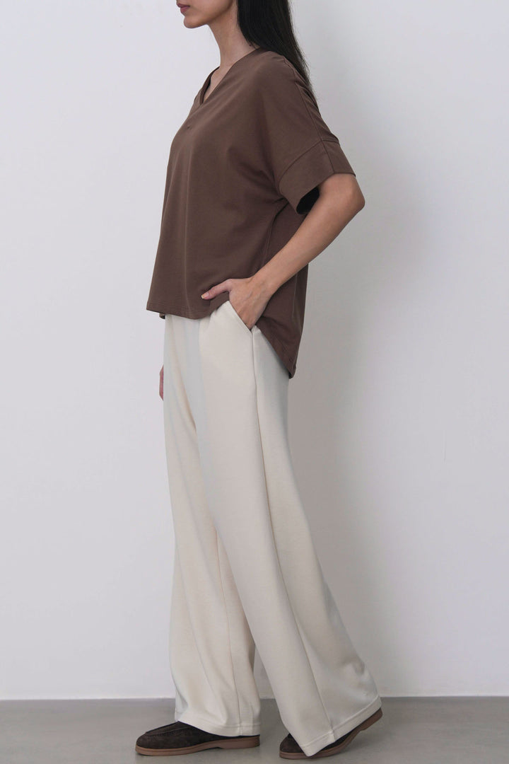 IVORY STRAIGHT-LEG PANTS