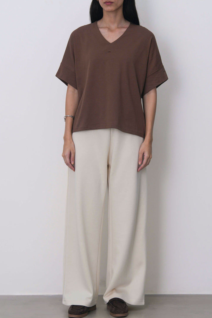IVORY STRAIGHT-LEG PANTS