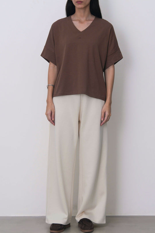 IVORY STRAIGHT-LEG PANTS