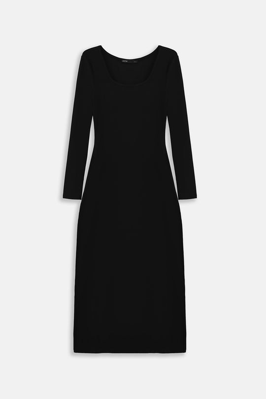 BLACK SCOOP NECK DRESS