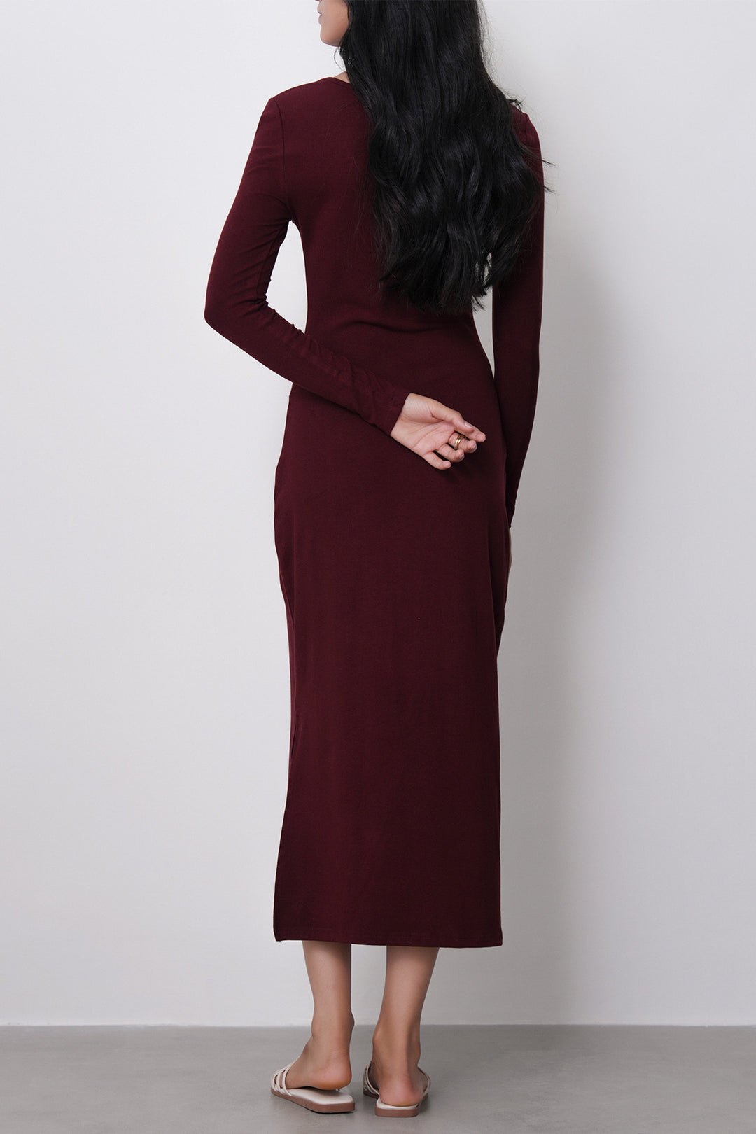 BURGUNDY SCOOP NECK DRESS