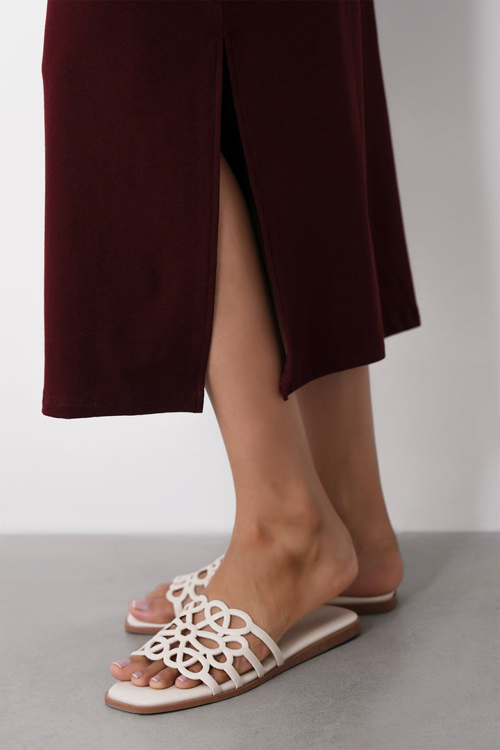 BURGUNDY SCOOP NECK DRESS
