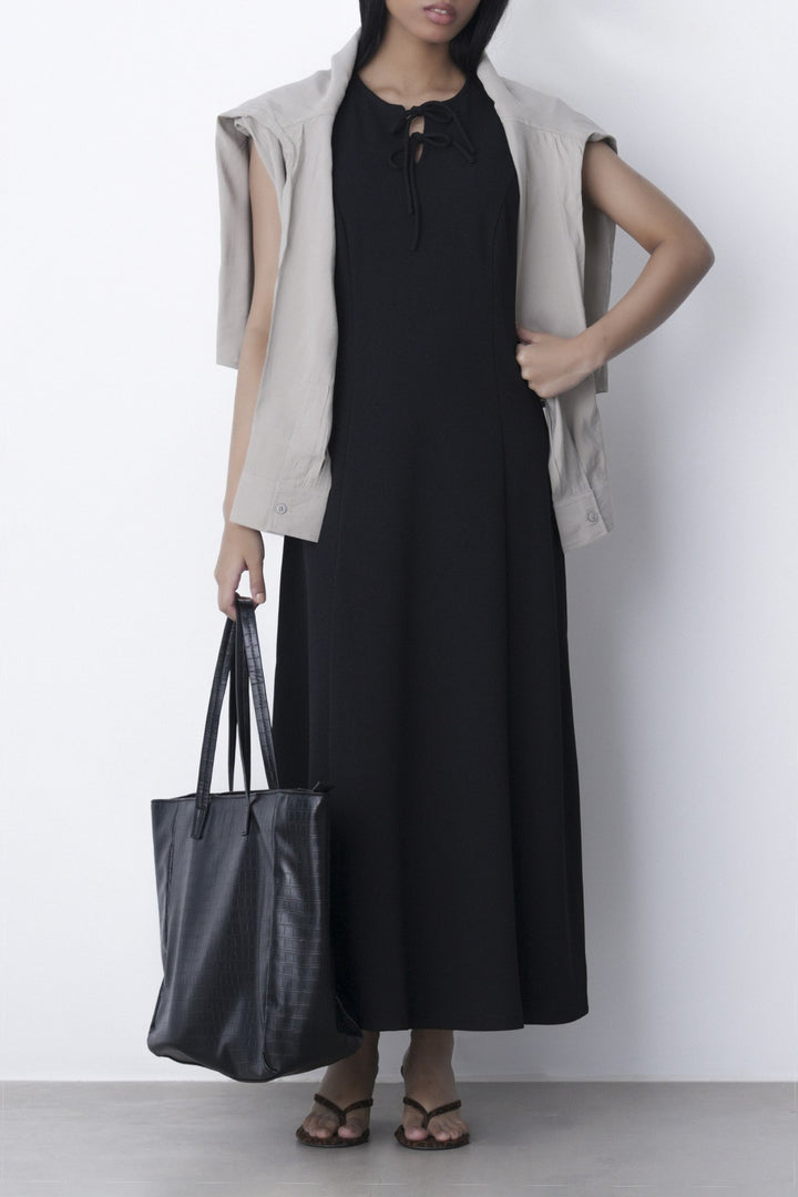 FRONT TIE NECK DRESS