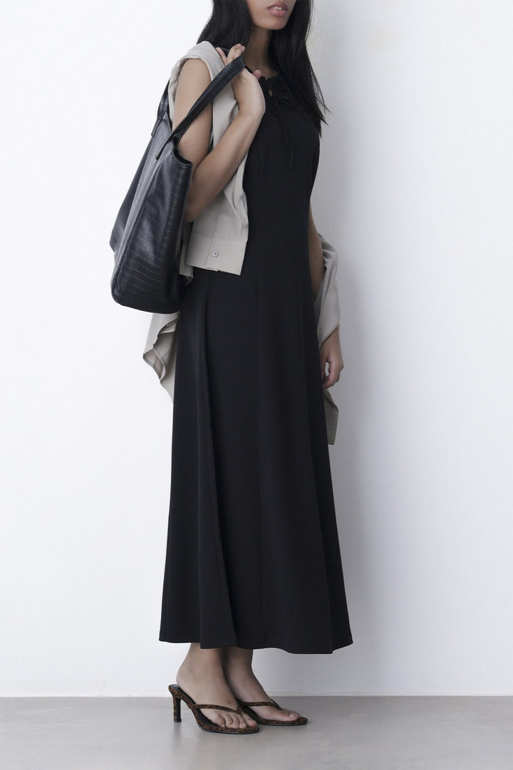 FRONT TIE NECK DRESS