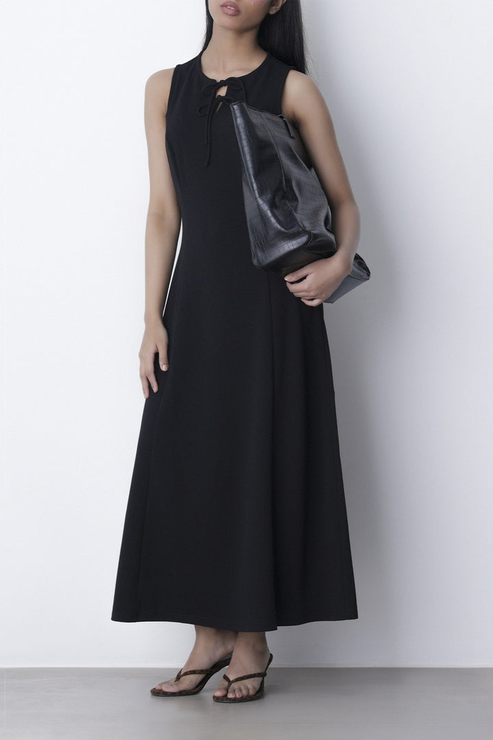 FRONT TIE NECK DRESS