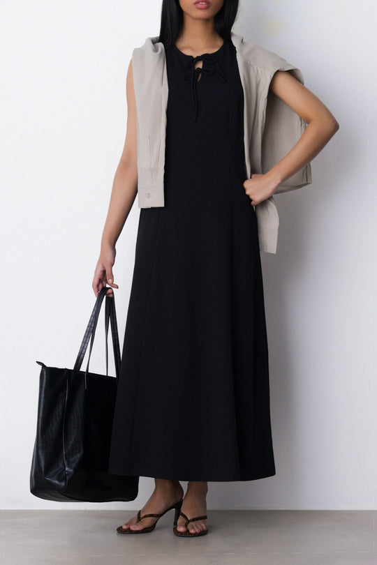 FRONT TIE NECK DRESS