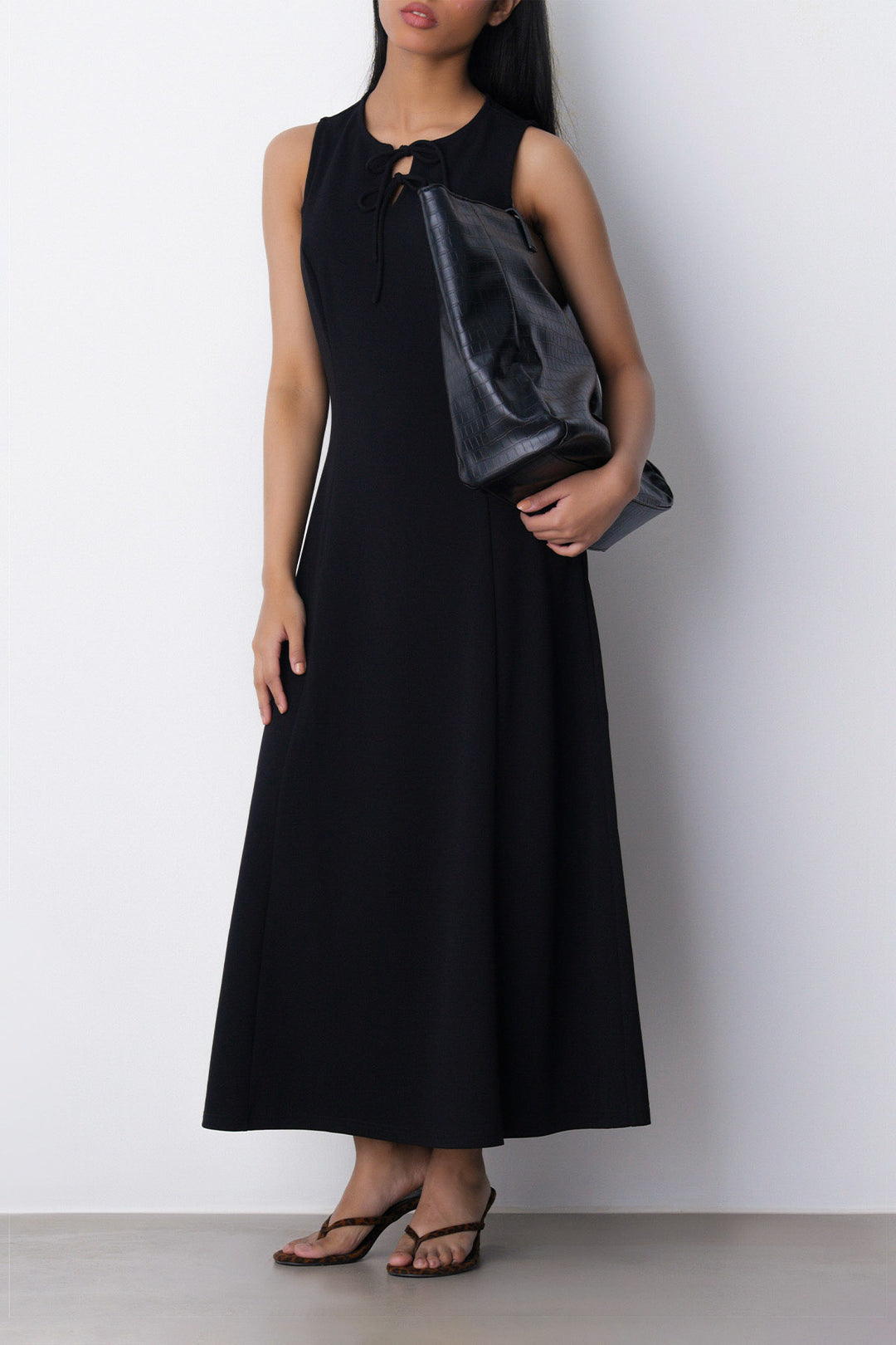 FRONT TIE NECK DRESS