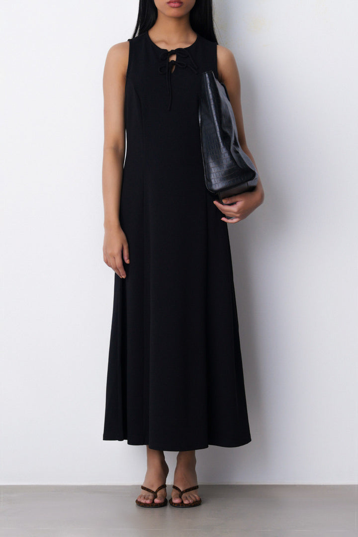 FRONT TIE NECK DRESS