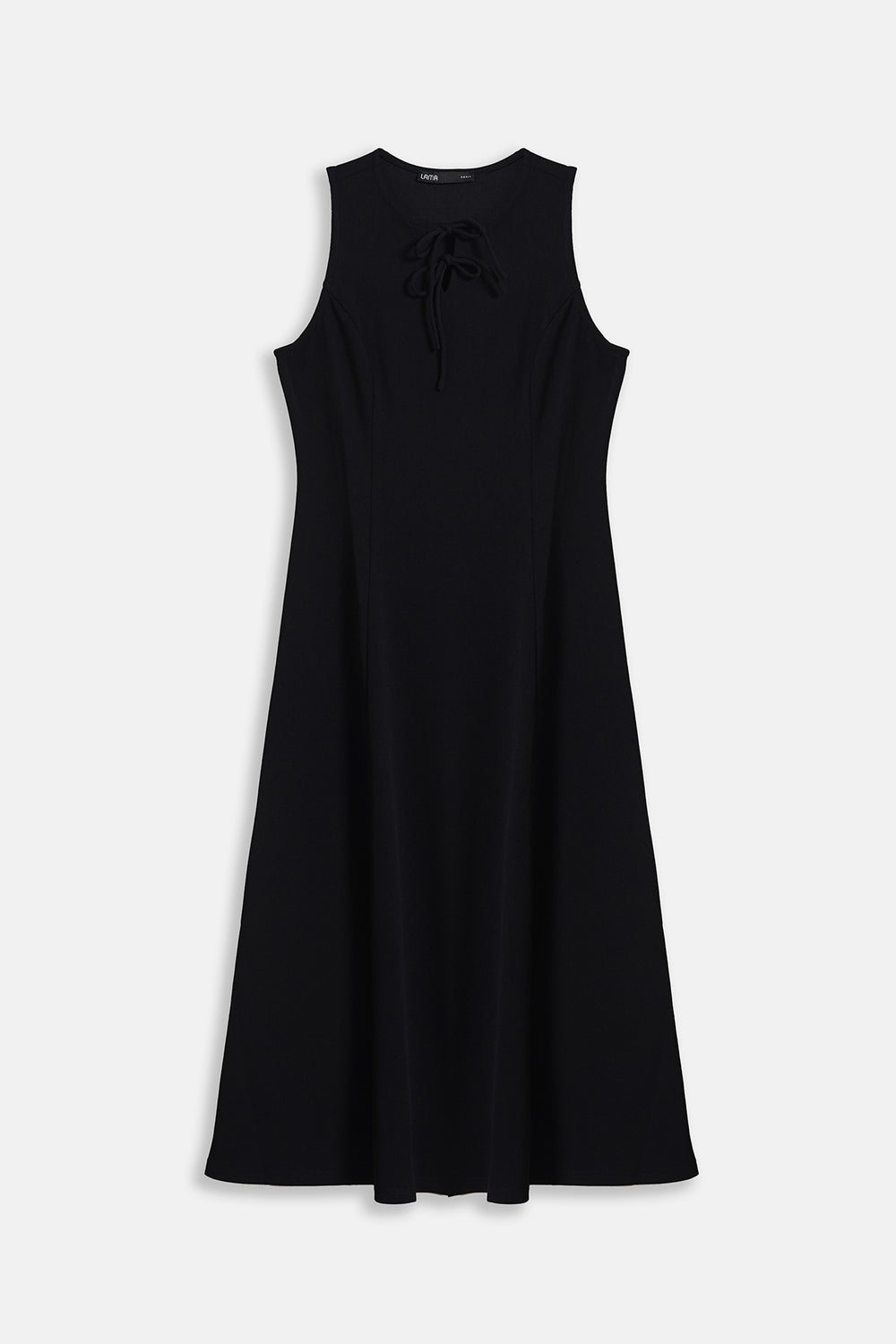 BLACK FRONT TIE NECK DRESS