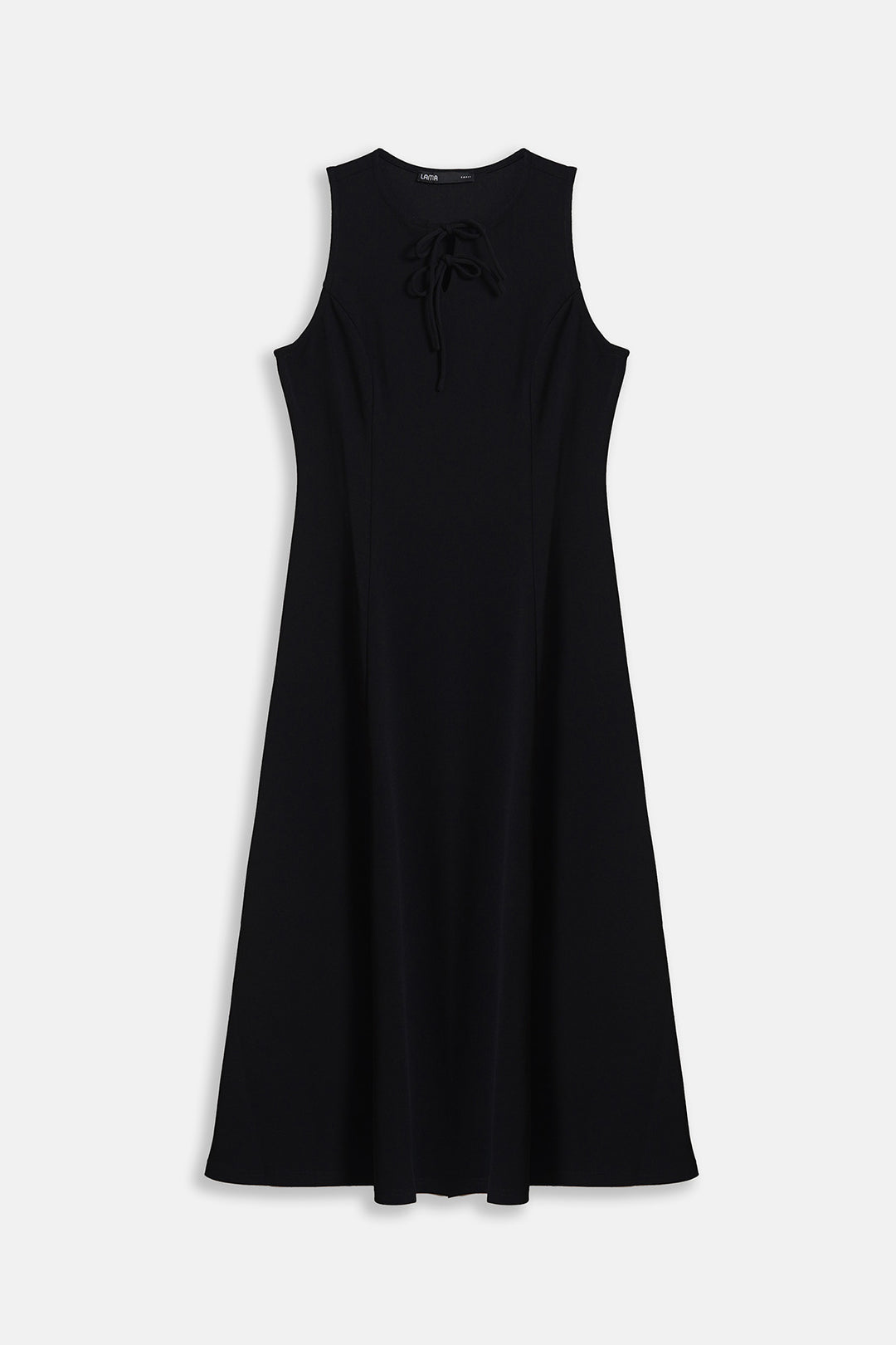 BLACK FRONT TIE NECK DRESS