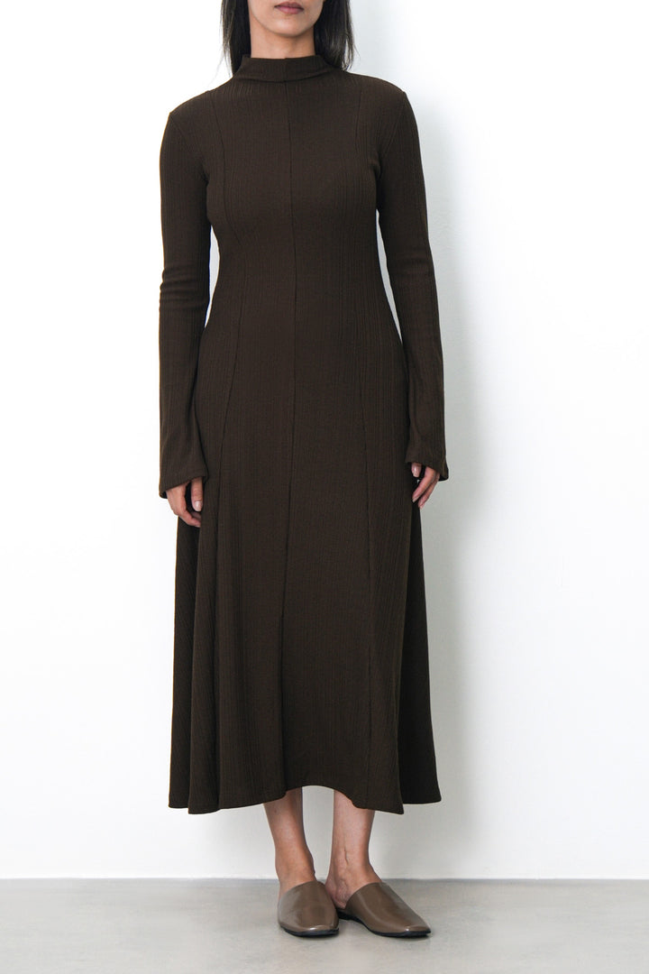 BROWN FIT & FLARE DRESS