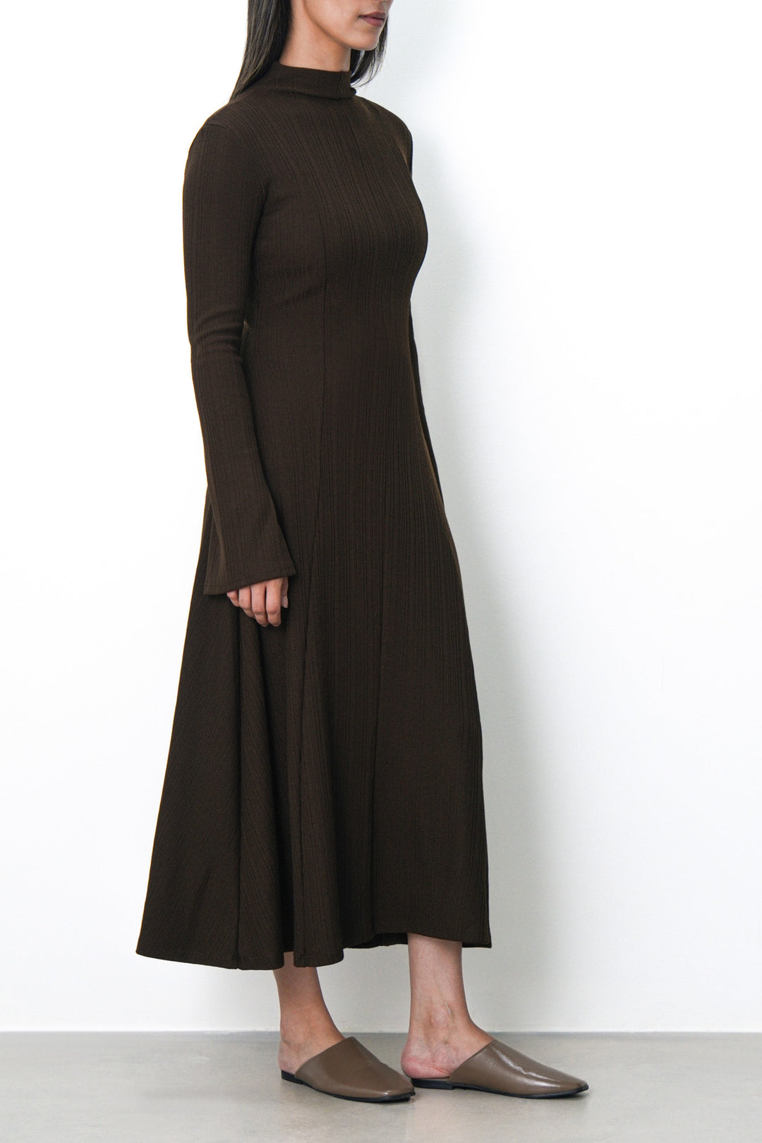 BROWN FIT & FLARE DRESS