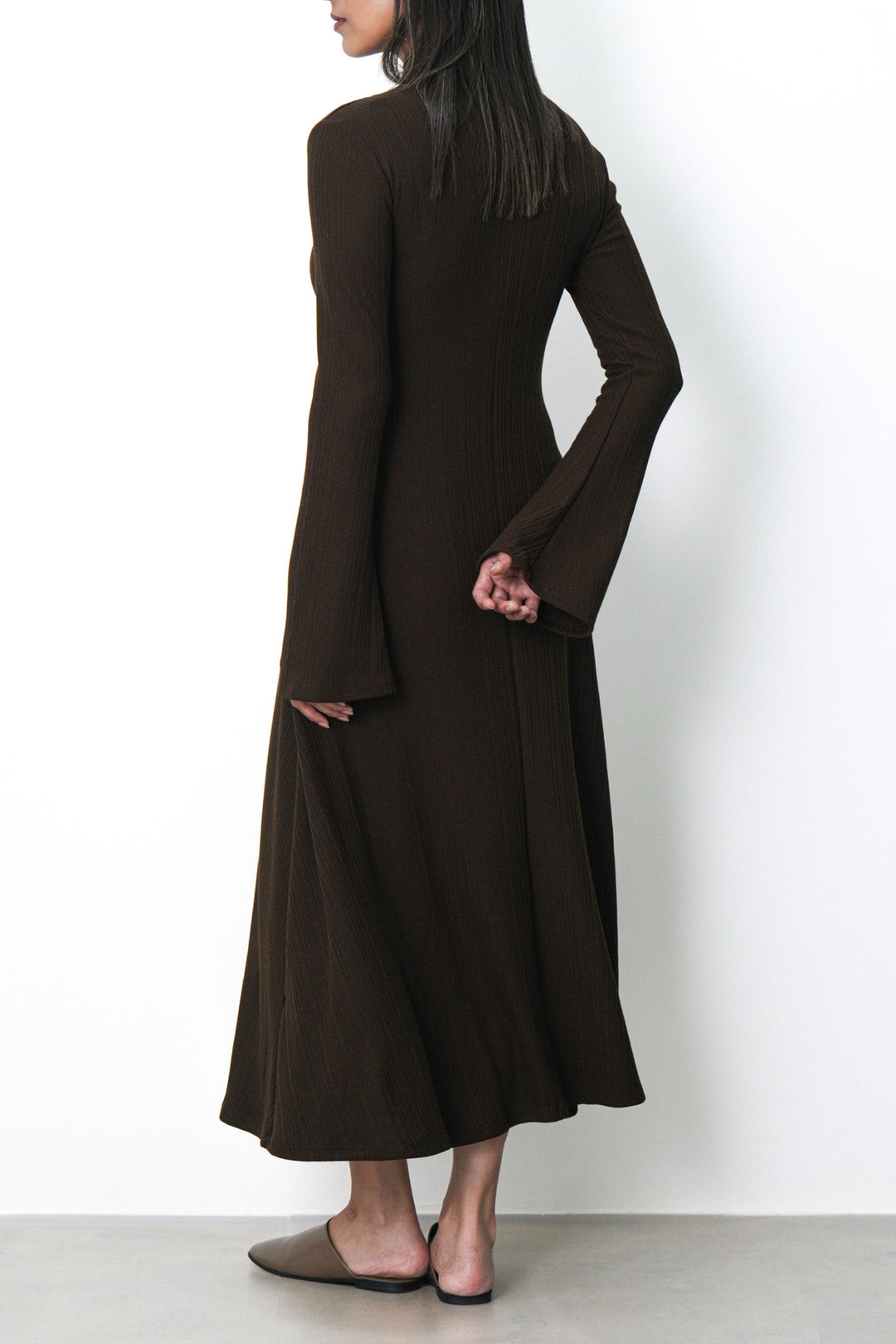 BROWN FIT & FLARE DRESS