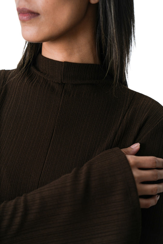 BROWN FIT & FLARE DRESS