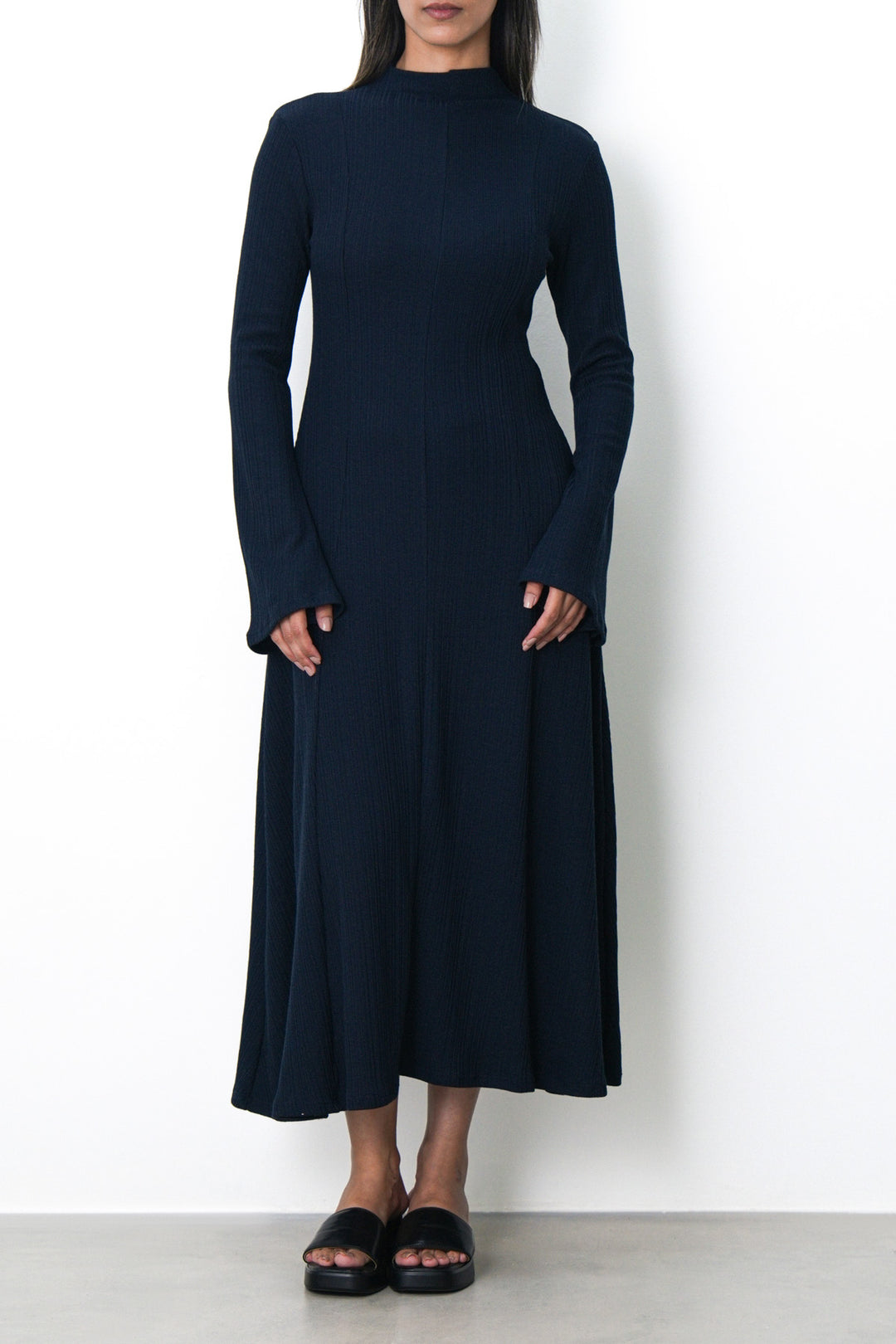 NAVY FIT & FLARE DRESS