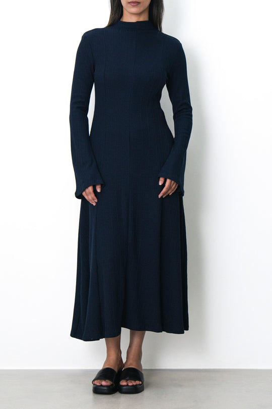 NAVY FIT & FLARE DRESS