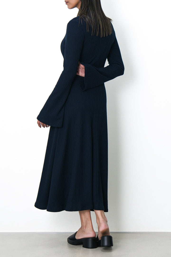 NAVY FIT & FLARE DRESS
