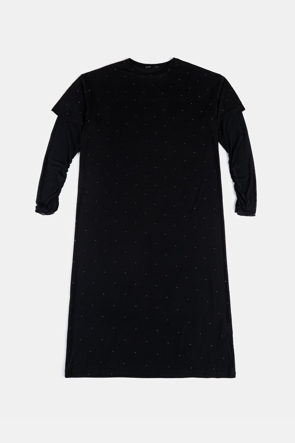 BLACK MESH CUFF MAXI DRESS