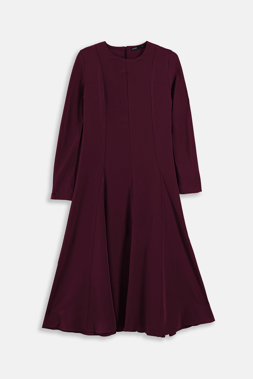 BURGUNDY SCULPT FLARE DRESS