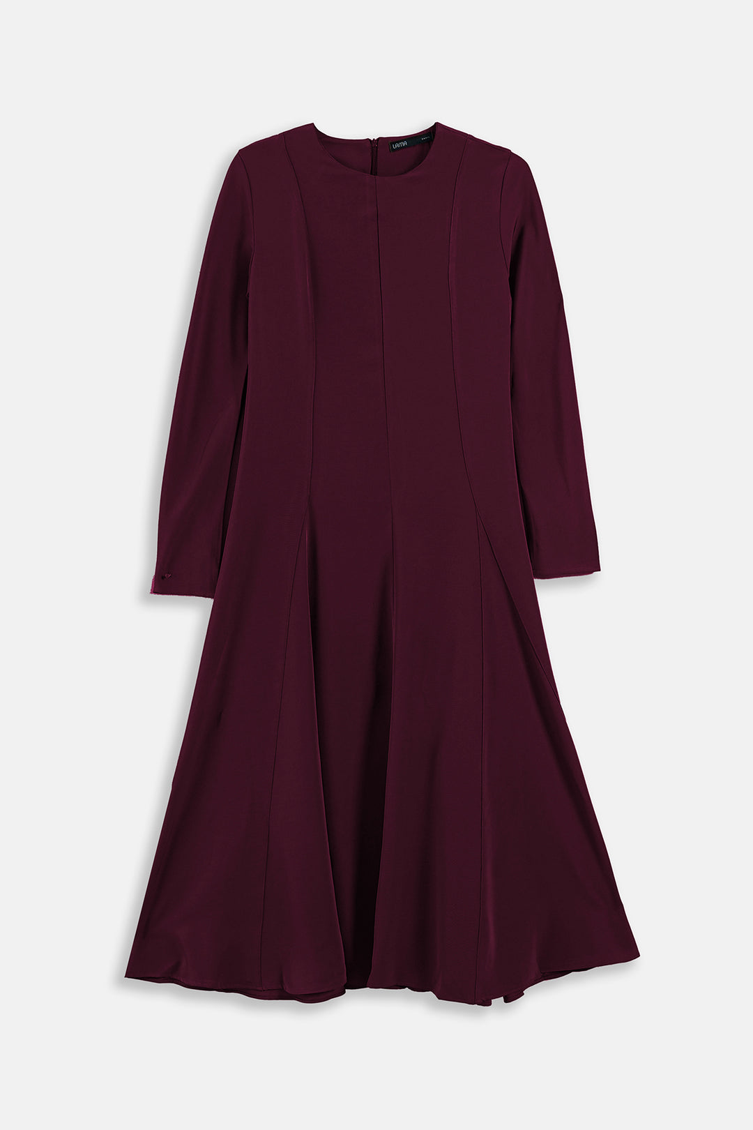 BURGUNDY SCULPT FLARE DRESS