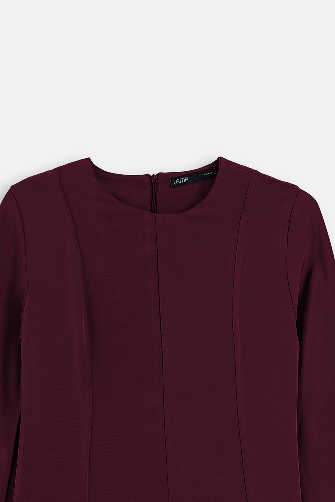 BURGUNDY SCULPT FLARE DRESS