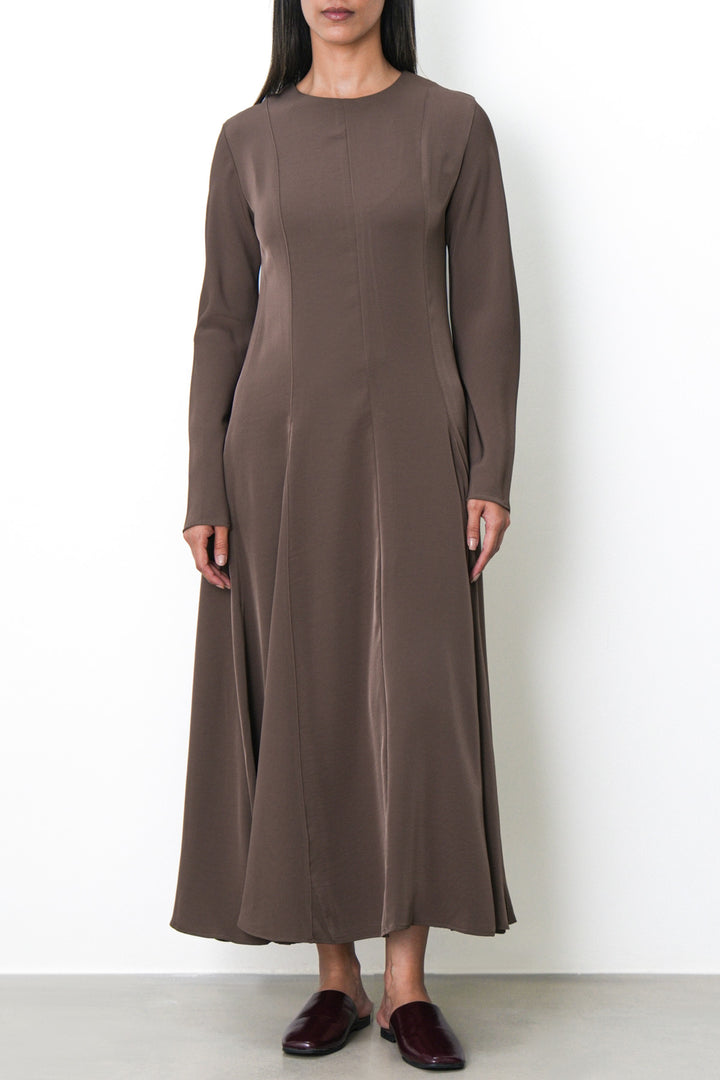 TAUPE SCULPT FLARE DRESS
