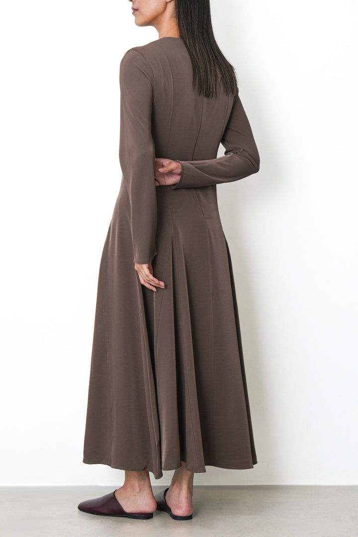 TAUPE SCULPT FLARE DRESS