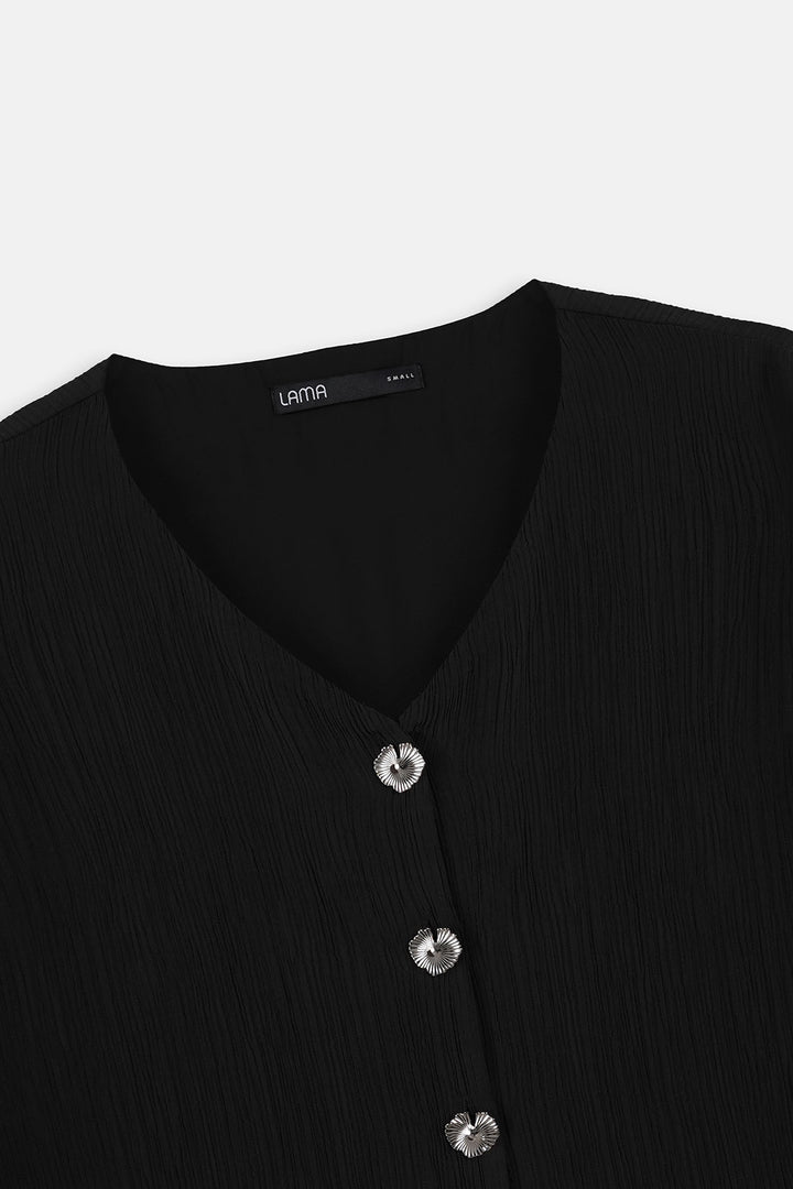 BLACK GINGKO TEXTURED BLOUSE