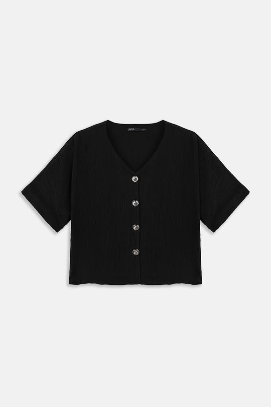 BLACK GINGKO TEXTURED BLOUSE