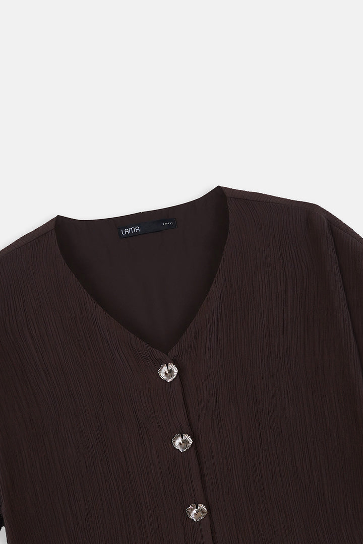 BROWN GINGKO TEXTURED BLOUSE