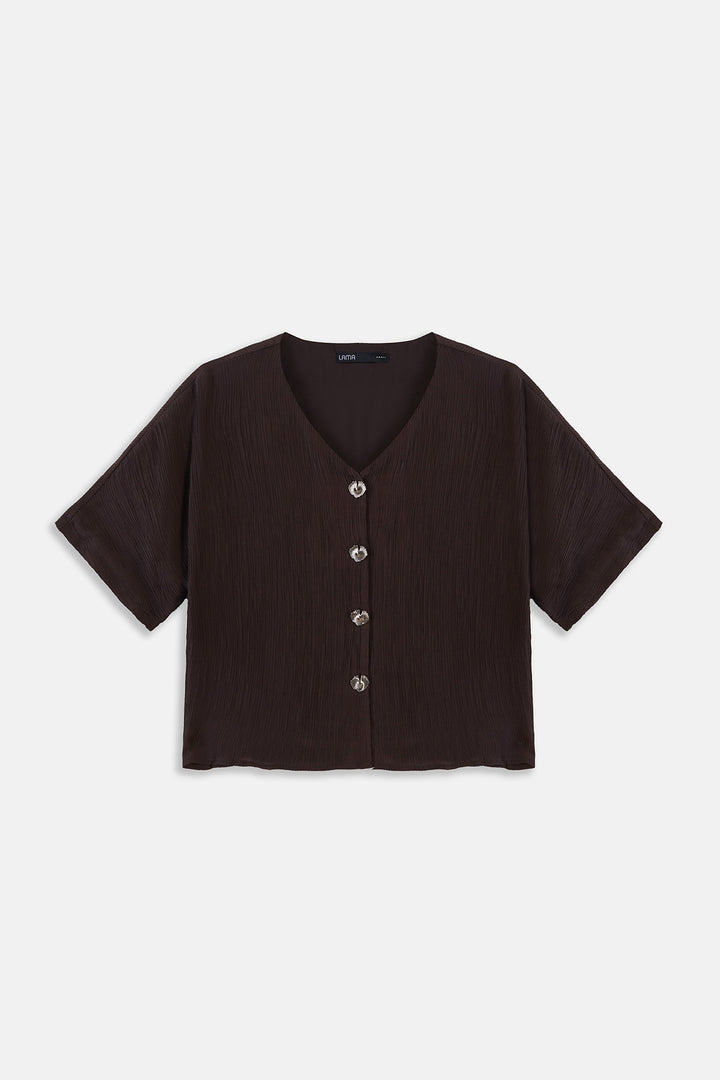 BROWN GINGKO TEXTURED BLOUSE
