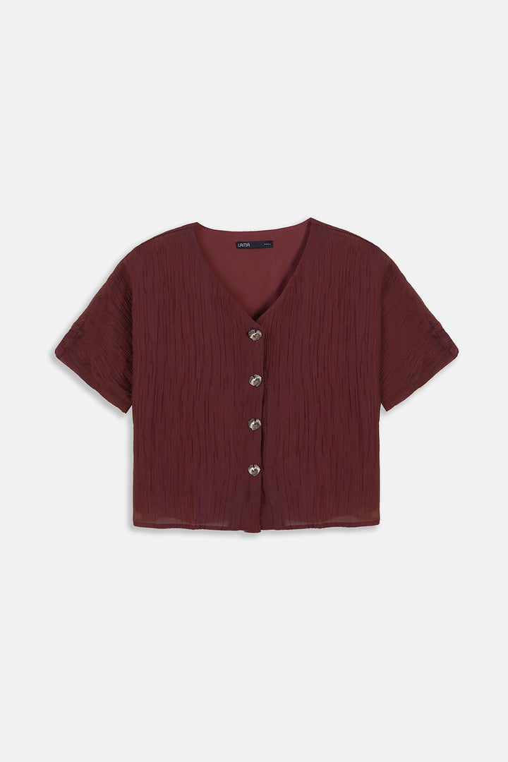 RUST GINGKO TEXTURED BLOUSE