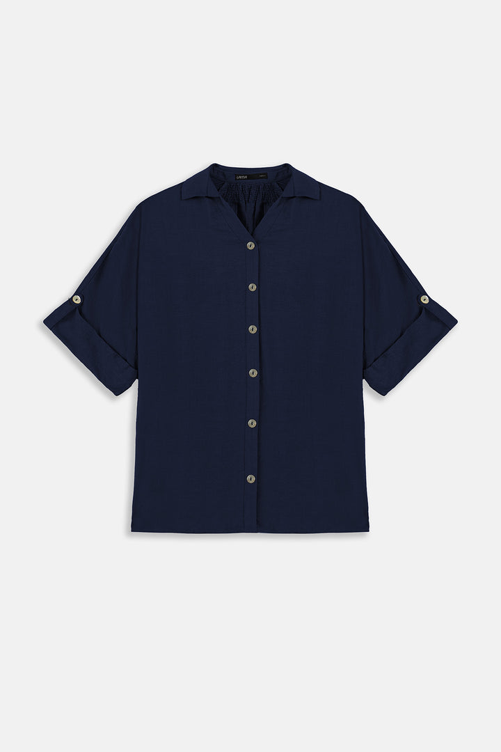 BLUE SOFT TURN UP SHIRT