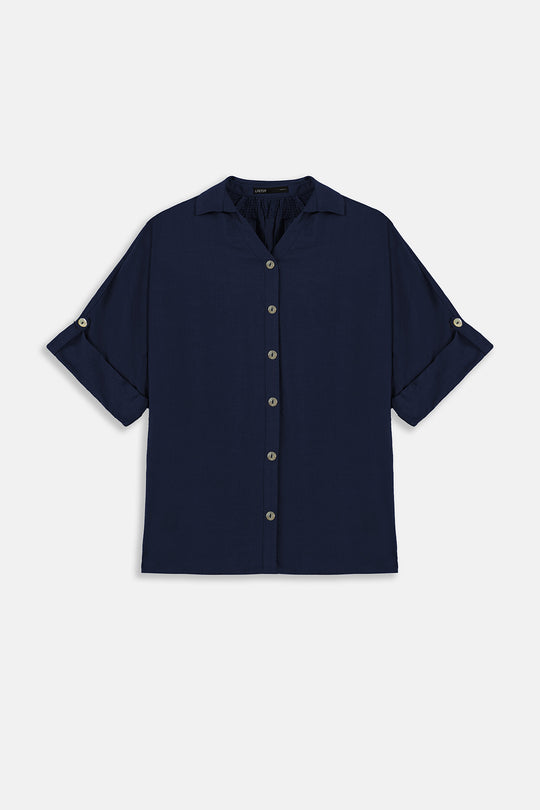 BLUE SOFT TURN UP SHIRT