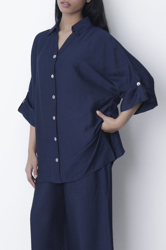 BLUE SOFT TURN UP SHIRT