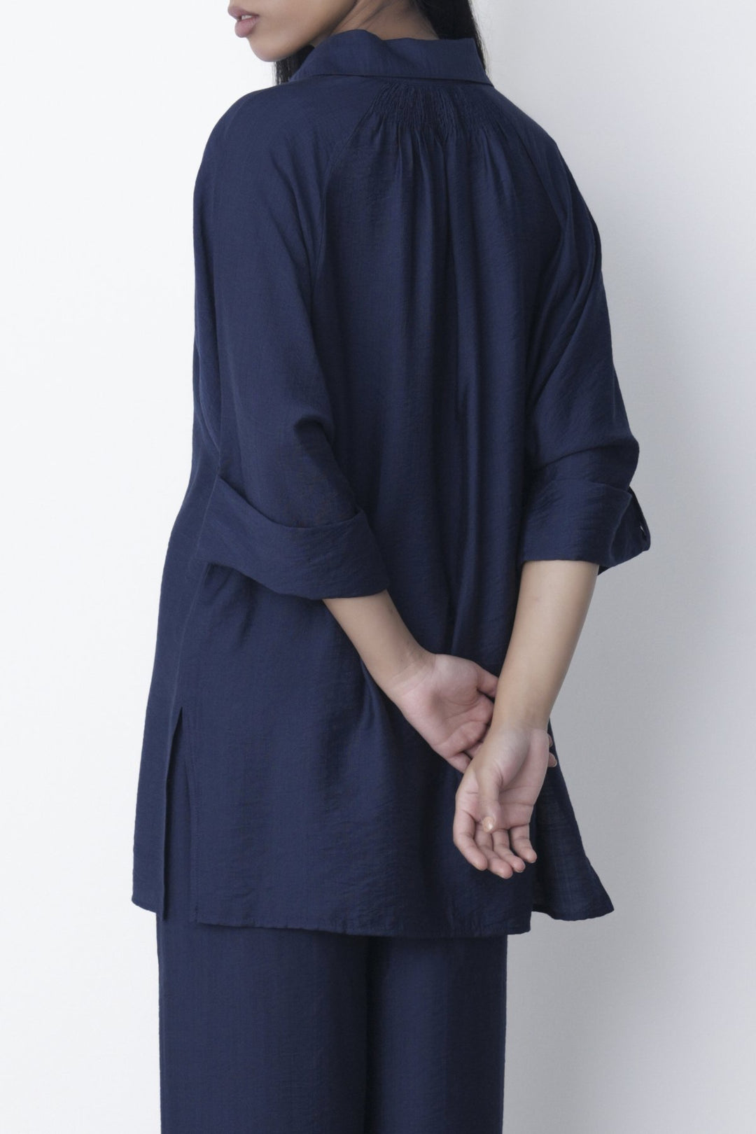 BLUE SOFT TURN UP SHIRT