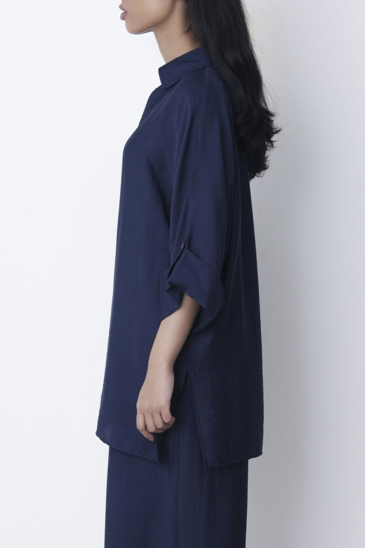 BLUE SOFT TURN UP SHIRT