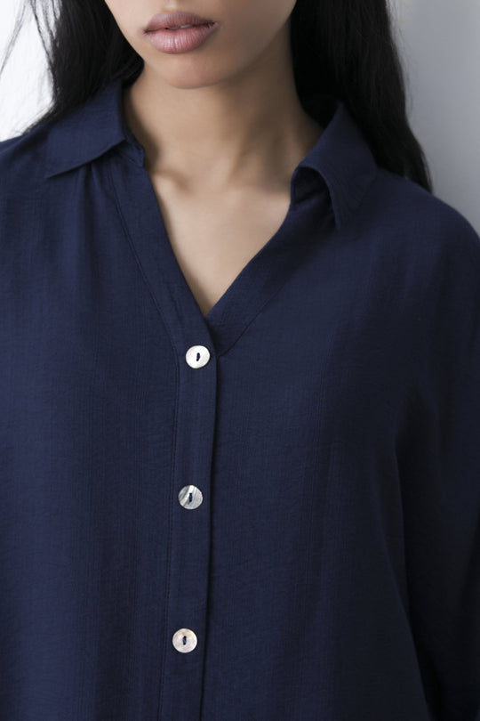 BLUE SOFT TURN UP SHIRT