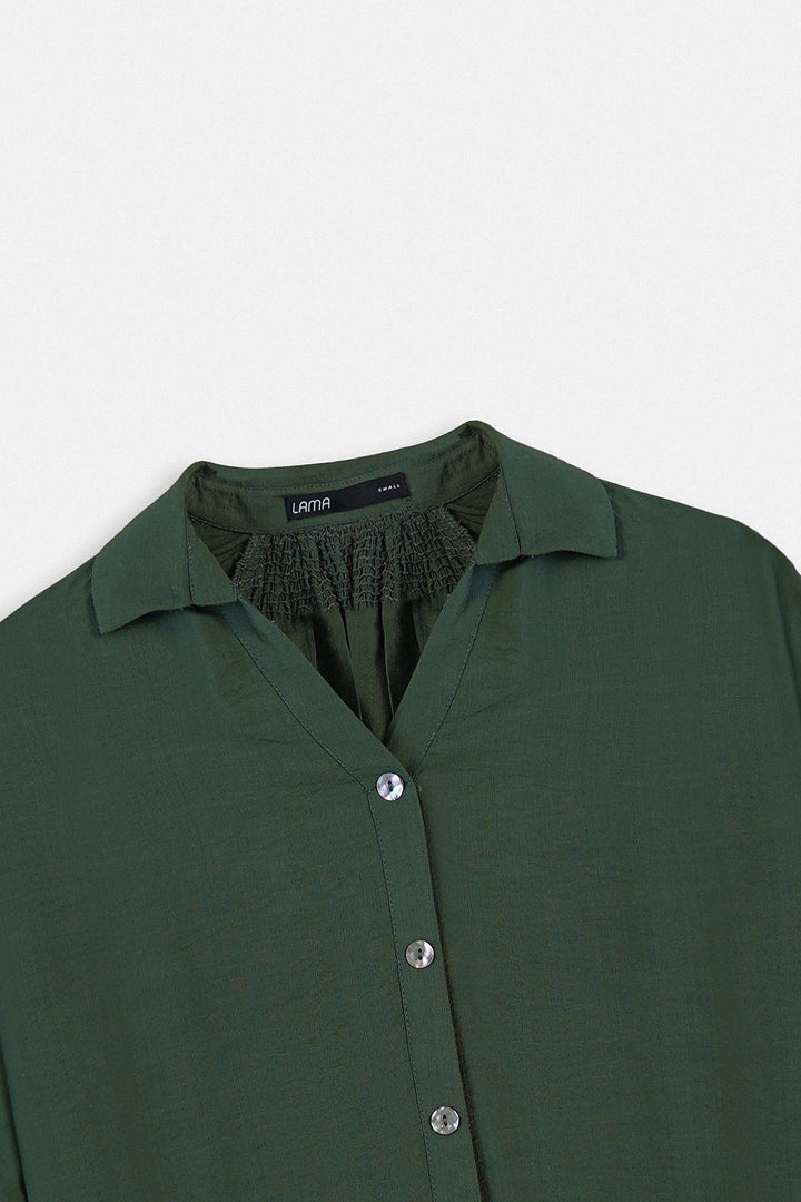 GREEN SOFT TURN UP SHIRT