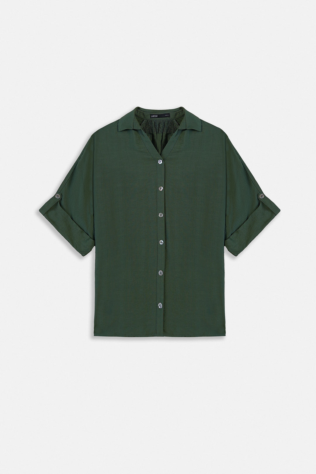 GREEN SOFT TURN UP SHIRT